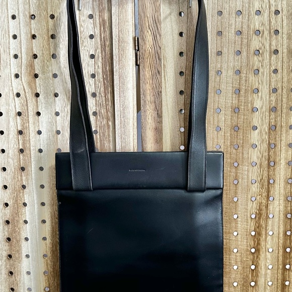 Fausto Santini Black Italian Leather Clutch Shoulder Flat Bag Made in Italy 🇮🇹 - Picture 3 of 9